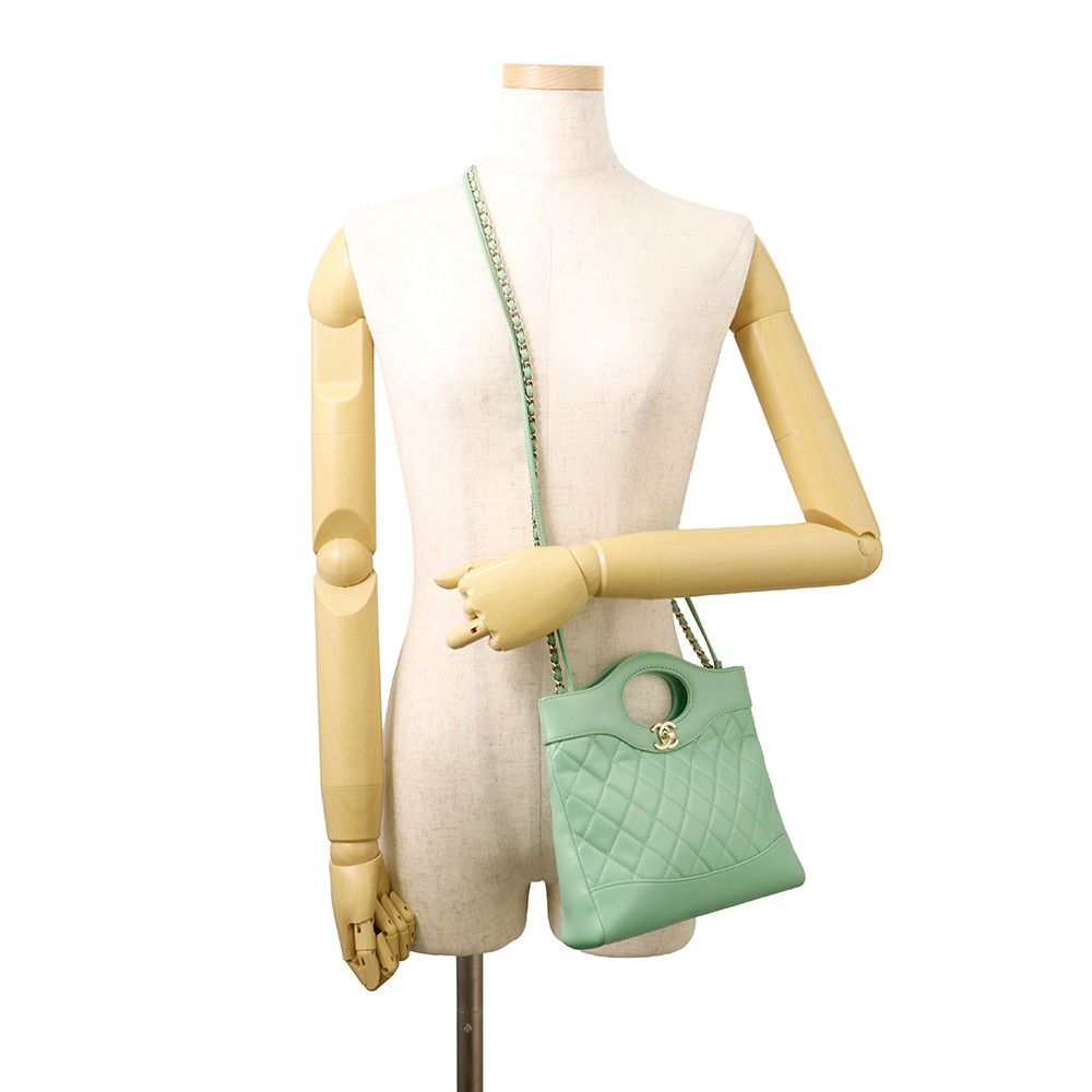 Chanel Chain Shoulder Bag Quilted Small Shopping Shiny Calfskin — view 5