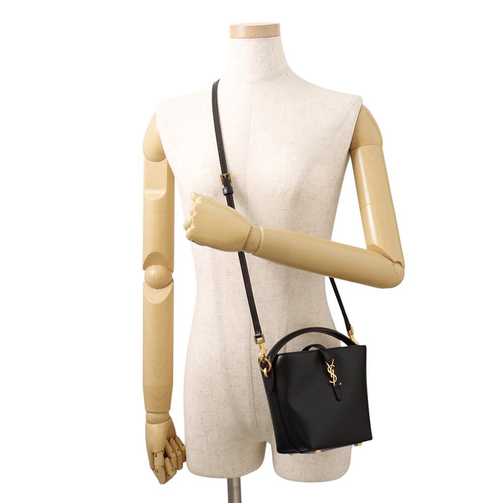 Saint Laurent Paris le 37 Mini Bucket Bag Calf Leather Black 2-Way — view 5