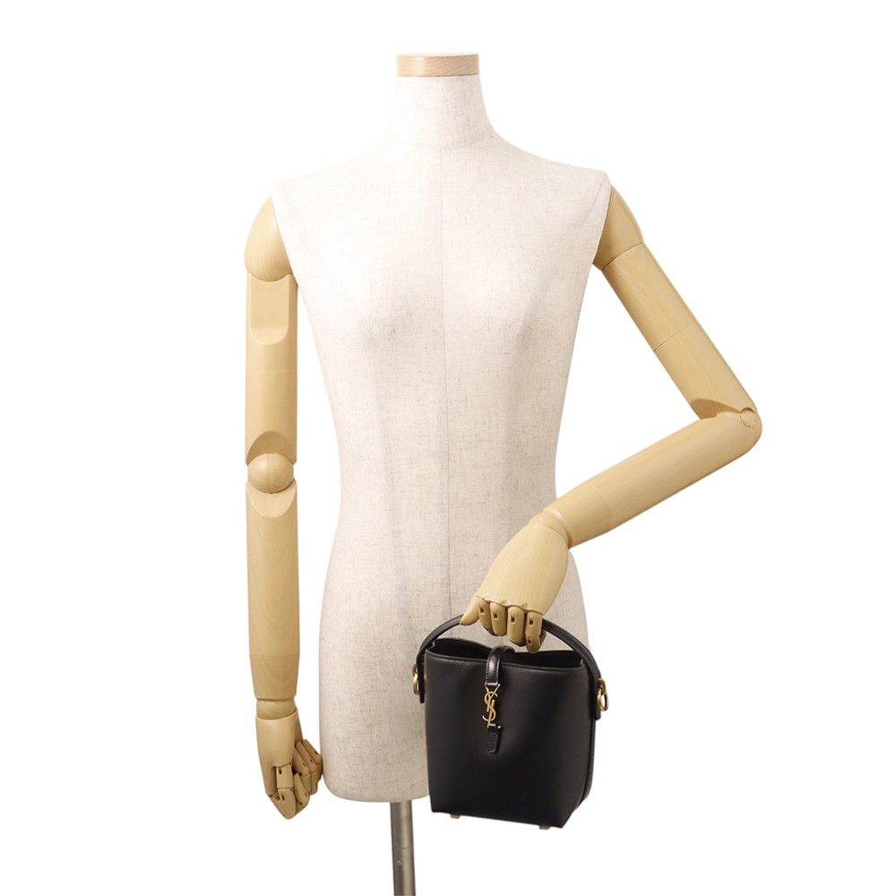 Saint Laurent Paris le 37 Mini Bucket Bag Calf Leather Black 2-Way — view 4