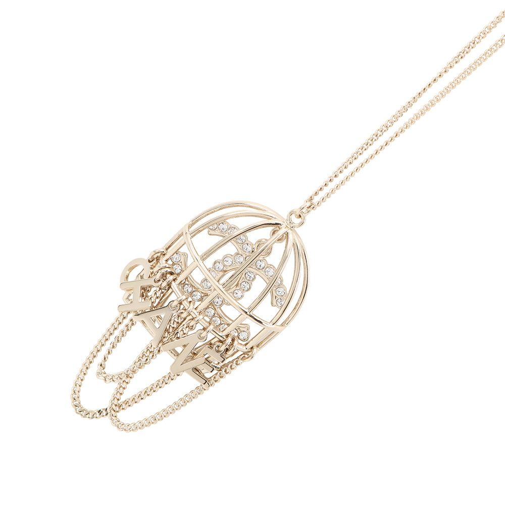 Chanel Necklace Birdcage Logo CC Rhinestone 20