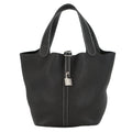 Hermes Handbag Picotin Lock Black Silver Taurillon Clemence