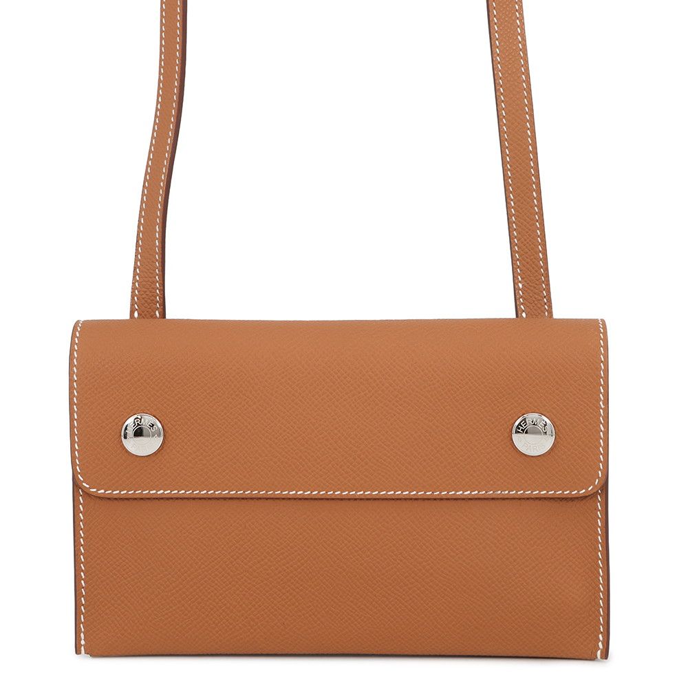 Hermes Shoulder Wallet Nap Tougo Gold Silver Epsom