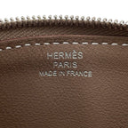 Hermes Card Case Zip Azap Chaine D'ancre Etoupe Silver Color Wallet Set — view 8