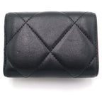 Chanel 19 Trifold Wallet Compact Coin Case Black Red Lambskin Gold — view 2