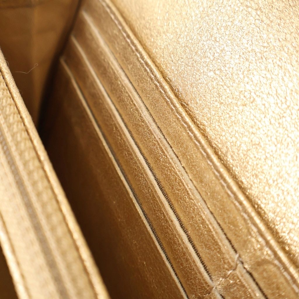 Chanel Camellia Flap Wallet Card Case Gold Leather Silver — view 4