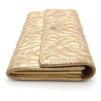 Chanel Camellia Flap Wallet Card Case Gold Leather Silver — view 3