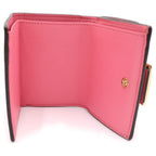 Fendi Zucca Pattern Trifold Wallet Compact Coin Case Pink Leather Gold — view 4