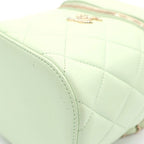 Chanel Quilted Vanity Lambskin Leather Chain Shoulder Bag Green Gold — view 6