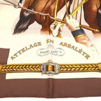Hermes Carre 90 Carriage Bow Silk Scarf Brown Beige — view 3