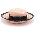 Chanel Bicolor Straw Hat Pink Beige Black — view 4