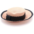 Chanel Bicolor Straw Hat Pink Beige Black