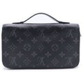 Louis Vuitton Monogram Eclipse Zippy XL Wallet Card Case Black Silver