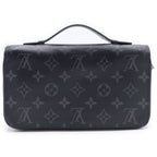 Louis Vuitton Monogram Eclipse Zippy XL Wallet Card Case Black Silver