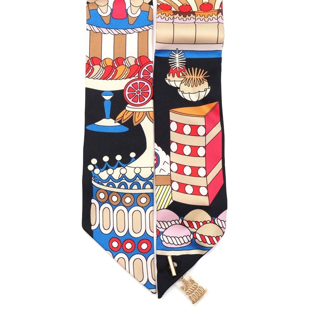 Hermes Charms la Patisserie Francaise Black Silk Shoulder — view 4