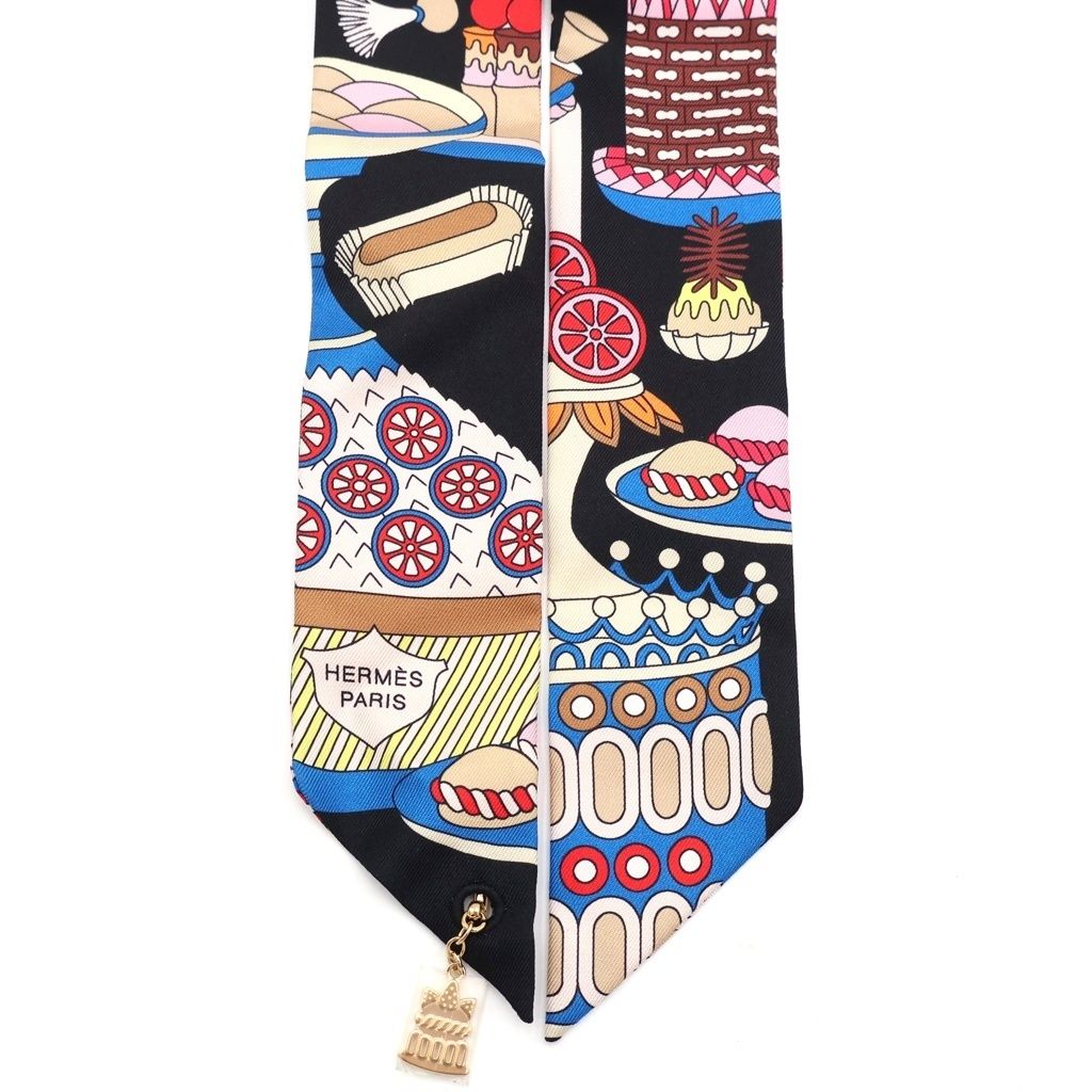 Hermes Charms la Patisserie Francaise Black Silk Shoulder — view 3