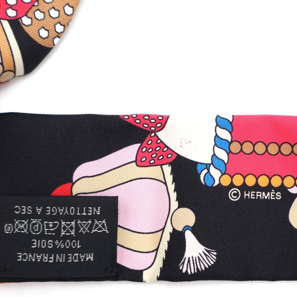 Hermes Charms la Patisserie Francaise Black Silk Shoulder — view 5