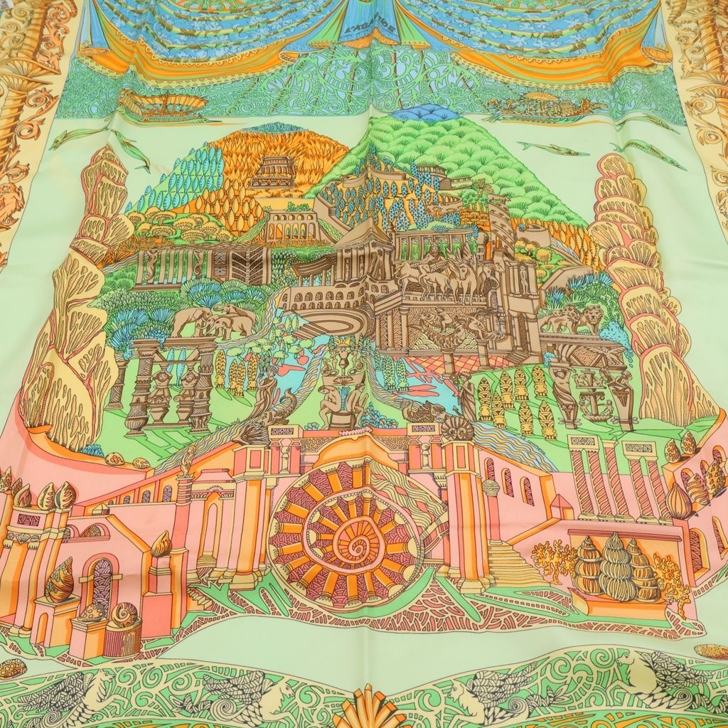 Hermes Carre 90 L Atlantide Atlantis Green Silk Scarf — view 3