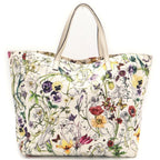Gucci Flora Infinity Handbag Tote Back White Canvas Leather — view 2
