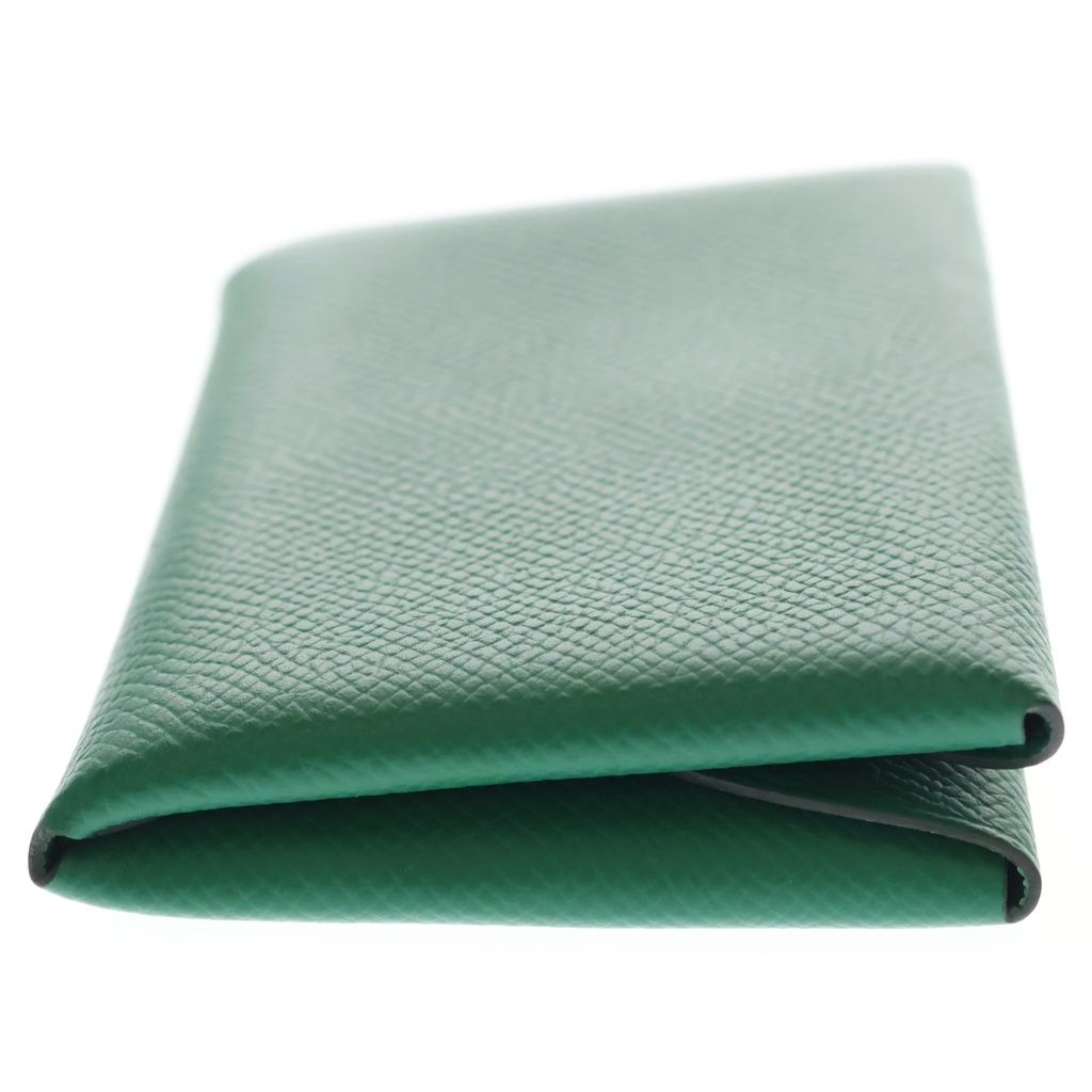 Hermes Calvi Duo Bifold Card Case Vert Vertigo Epsom Green Leather Silver — view 3