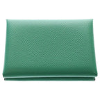 Hermes Calvi Duo Bifold Card Case Vert Vertigo Epsom Green Leather Silver — view 2