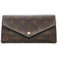 Louis Vuitton Monogram Portefeuille Jeanne Wallet Card Case Brown Pink Leather
