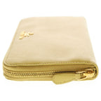 Prada Saffiano Zip Around Wallet Card Case Yellow Leather Gold — view 3