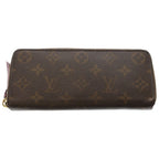 Louis Vuitton Monogram Clemence Wallet Card Case Brown Pink Leather Gold
