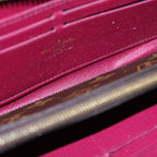 Louis Vuitton Monogram Clemence Wallet Card Case Brown Pink Leather Gold — view 4