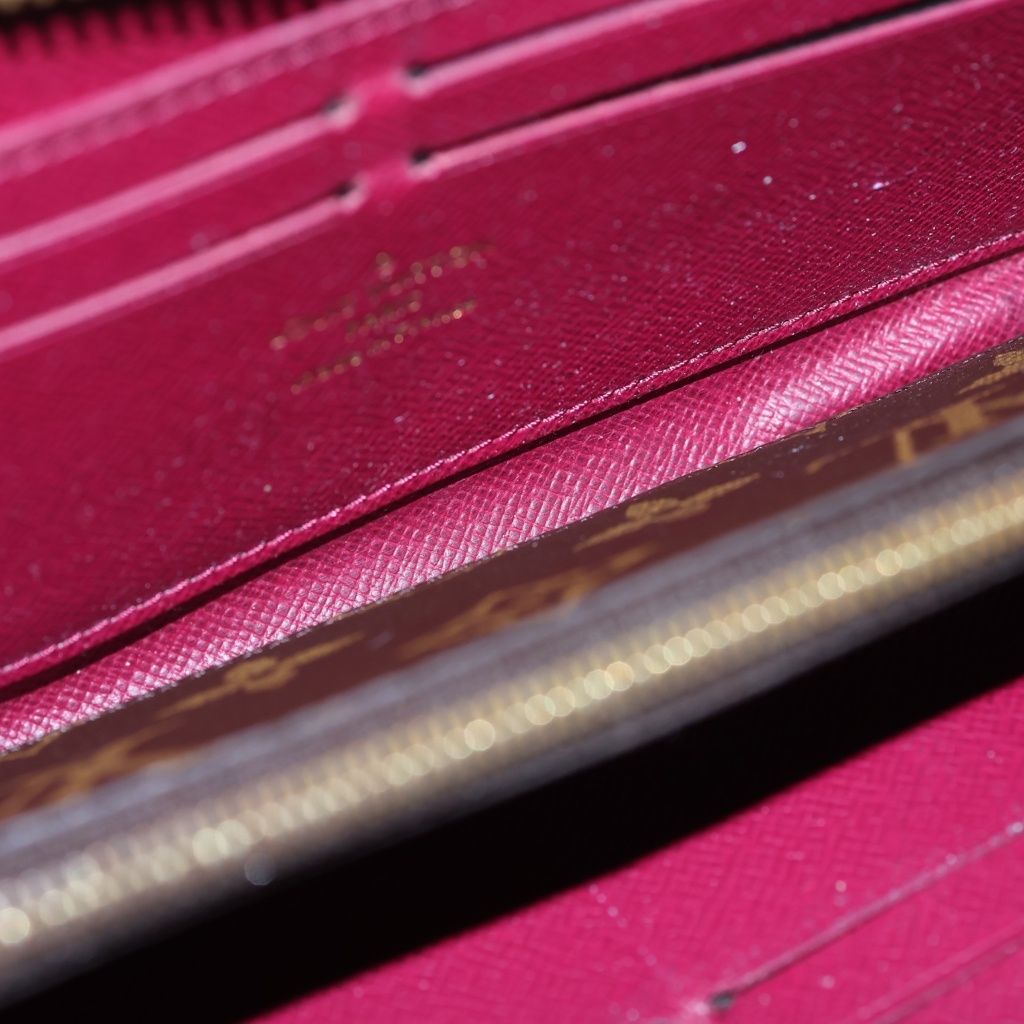Louis Vuitton Monogram Clemence Wallet Card Case Brown Pink Leather Gold — view 4