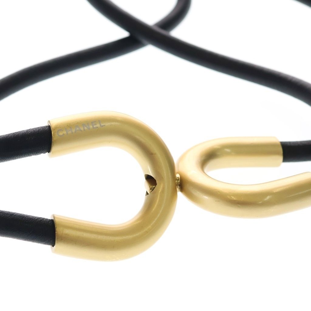 Chanel CC Logo Leather Belt Plated Black Gold — view 4