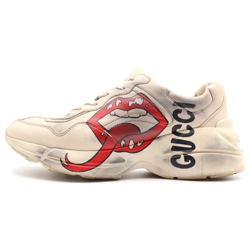 Gucci Rhyton Mouth Lip Print Raitonn Leather Low Cut Sneakers White