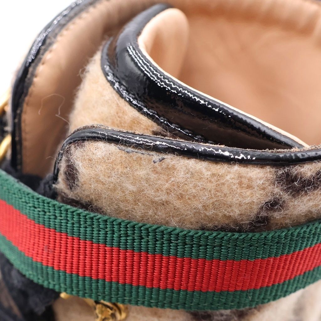 Gucci GG Supreme Wool Heels Trekking Boots Beige — view 6