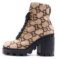 Gucci GG Supreme Wool Heels Trekking Boots Beige