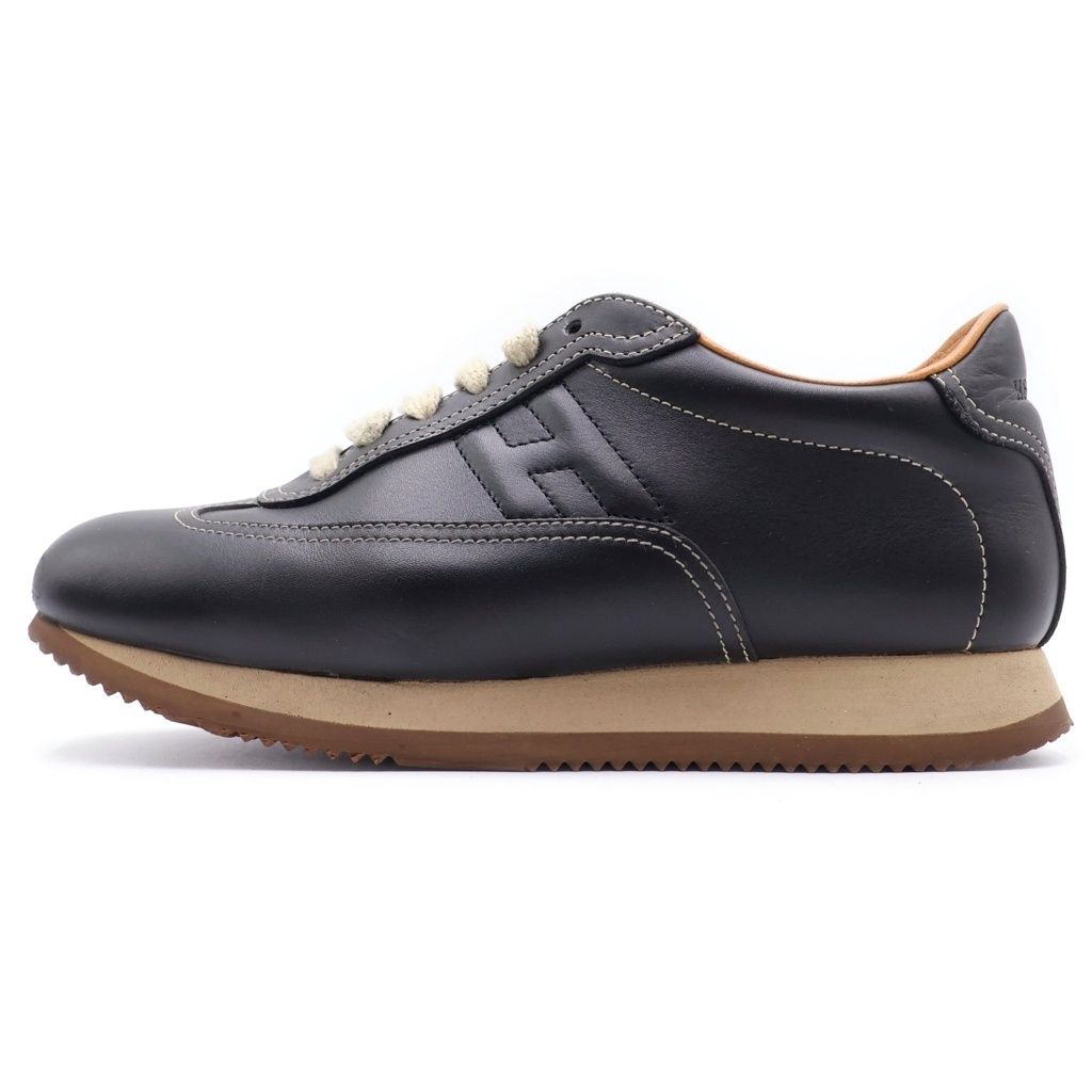 Hermes Quick Logo Leather Low Cut Sneakers Black