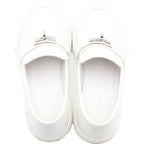 Hermes Game Kelly Buckle Sneakers White Leather Silver Shoes — view 4