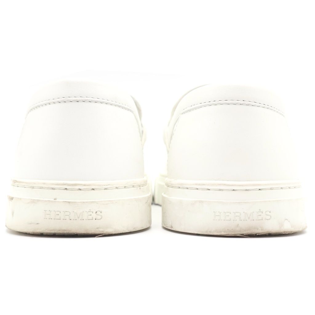 Hermes Game Kelly Buckle Sneakers White Leather Silver Shoes — view 3