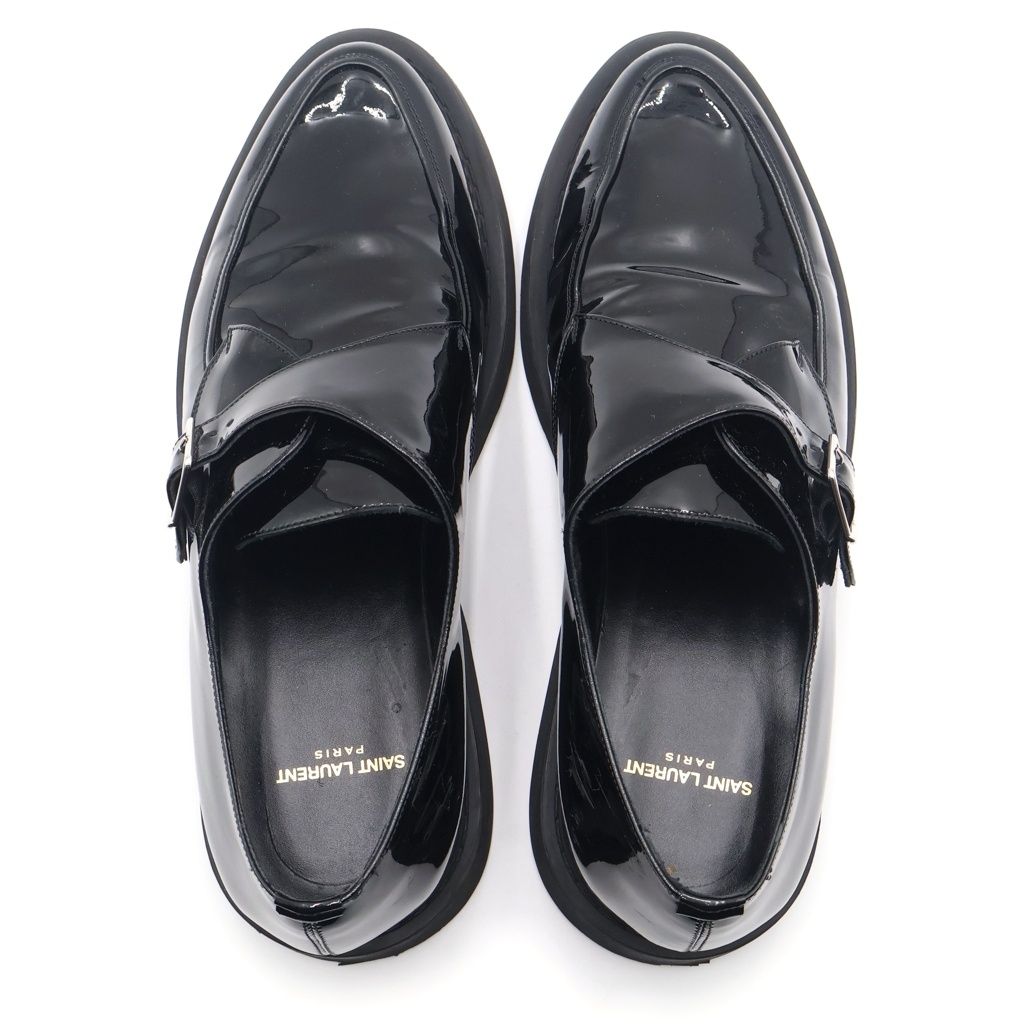 Saint Laurent Paris Teddy Monk Strap Rubber Sole Shoes Black — view 4