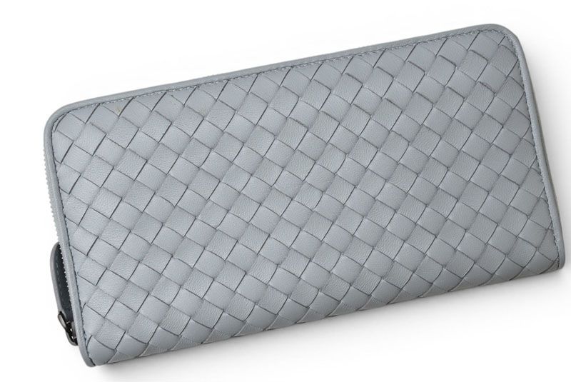 Bottega Veneta Wallet Zip Around Intrecciato Ice Blue — view 2