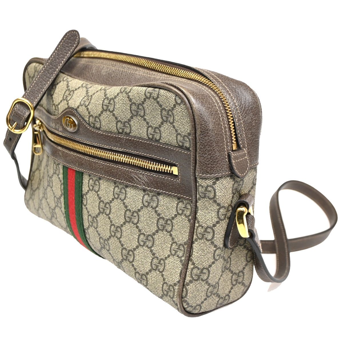 Gucci Vintage GG Supreme Shoulder Bag Sherry Brown Leather — view 2