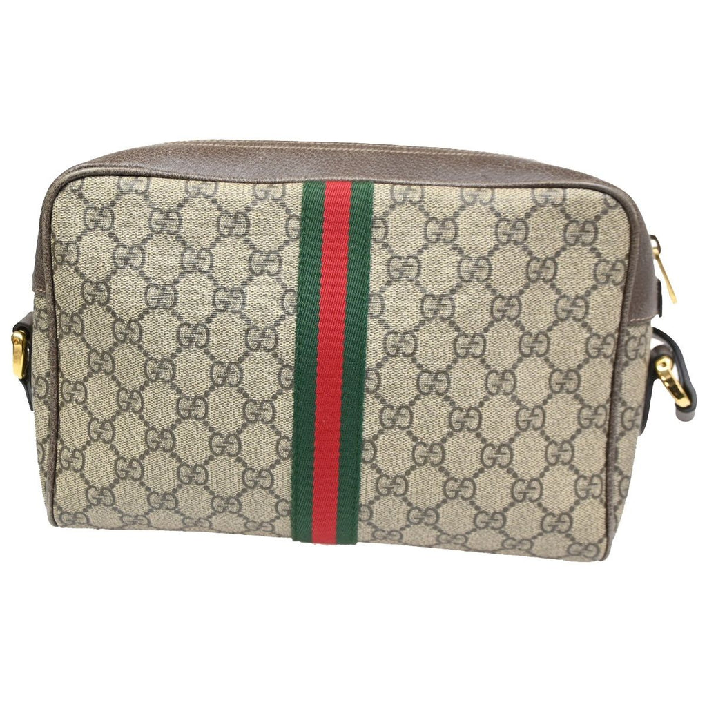 Gucci Vintage GG Supreme Shoulder Bag Sherry Brown Leather — view 3