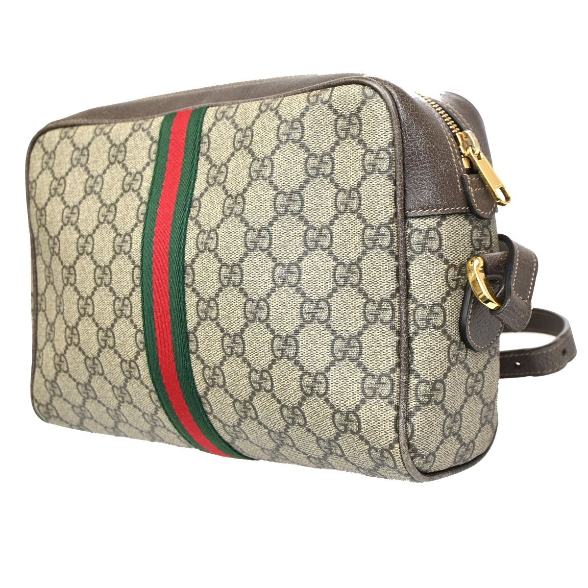 Gucci Vintage GG Supreme Shoulder Bag Sherry Brown Leather — view 4