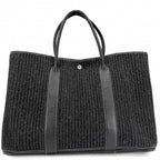 Hermes Handbag Pleated Garden Party GM 43 Tote Shoulder Felt Leather Black — view 2