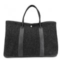 Hermes Handbag Pleated Garden Party GM 43 Tote Shoulder Felt Leather Black