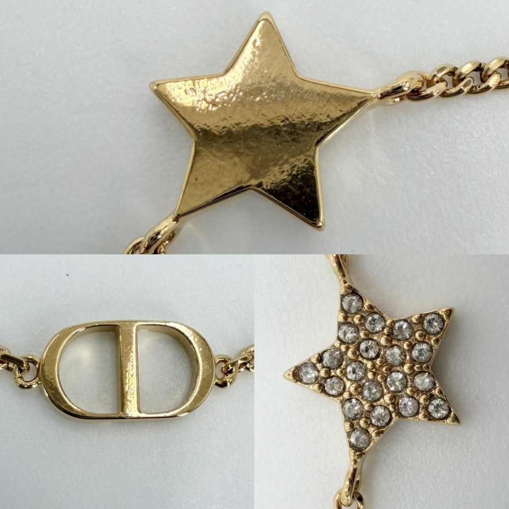 Dior Necklace Double Strand Petit CD Star Rhinestone Gold — view 6