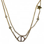 Dior Necklace Double Strand Petit CD Star Rhinestone Gold — view 2