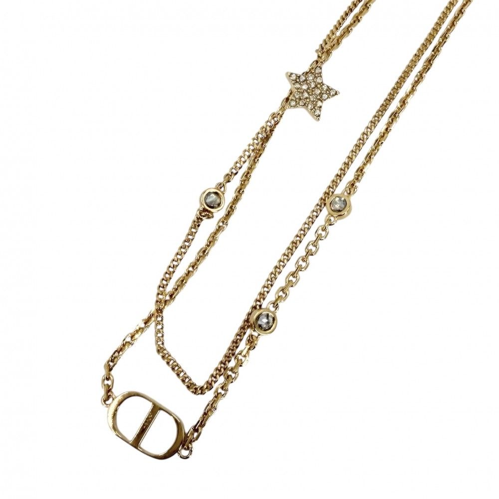 Dior Necklace Double Strand Petit CD Star Rhinestone Gold