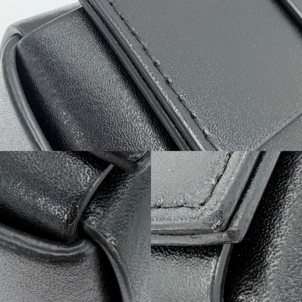 Bottega Veneta Shoulder Bag Intrecciato Cassette Crossbody Leather Black Silver — view 8