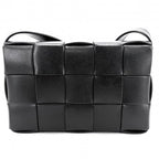 Bottega Veneta Shoulder Bag Intrecciato Cassette Crossbody Leather Black Silver — view 2