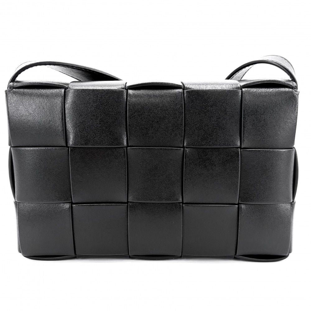 Bottega Veneta Shoulder Bag Intrecciato Cassette Crossbody Leather Black Silver — view 2