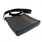 Prada Shoulder Bag Triangle Logo Crossbody Leather Black Silver — view 3